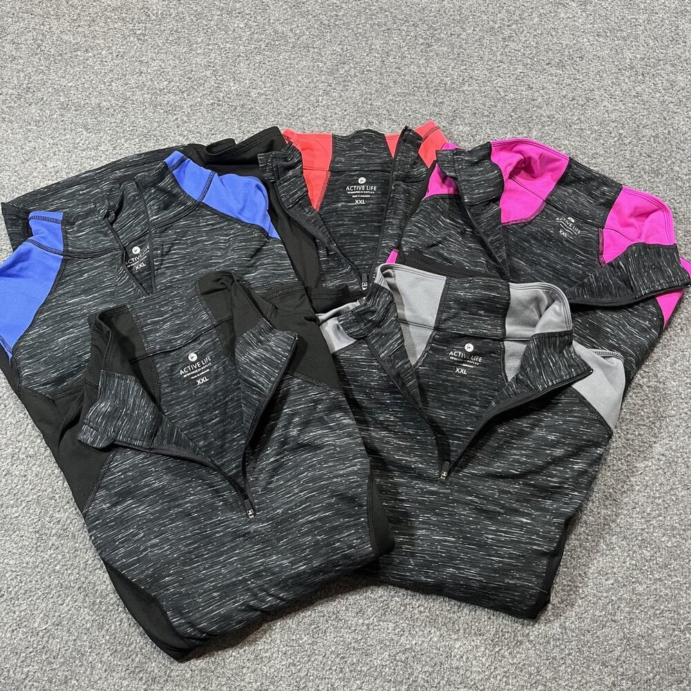 Active Life Pullover Lot of 5 Womens 2XL Zip Mock Neck Running Colorblock
